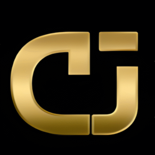 A golden, stylized "CJ" logo with a sleek, metallic finish on a black background, conveying a sense of luxury and modernity.